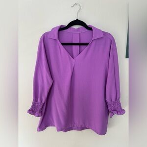 Lightweight & Flowy Purple Three-Quarter Length Sleeve Top